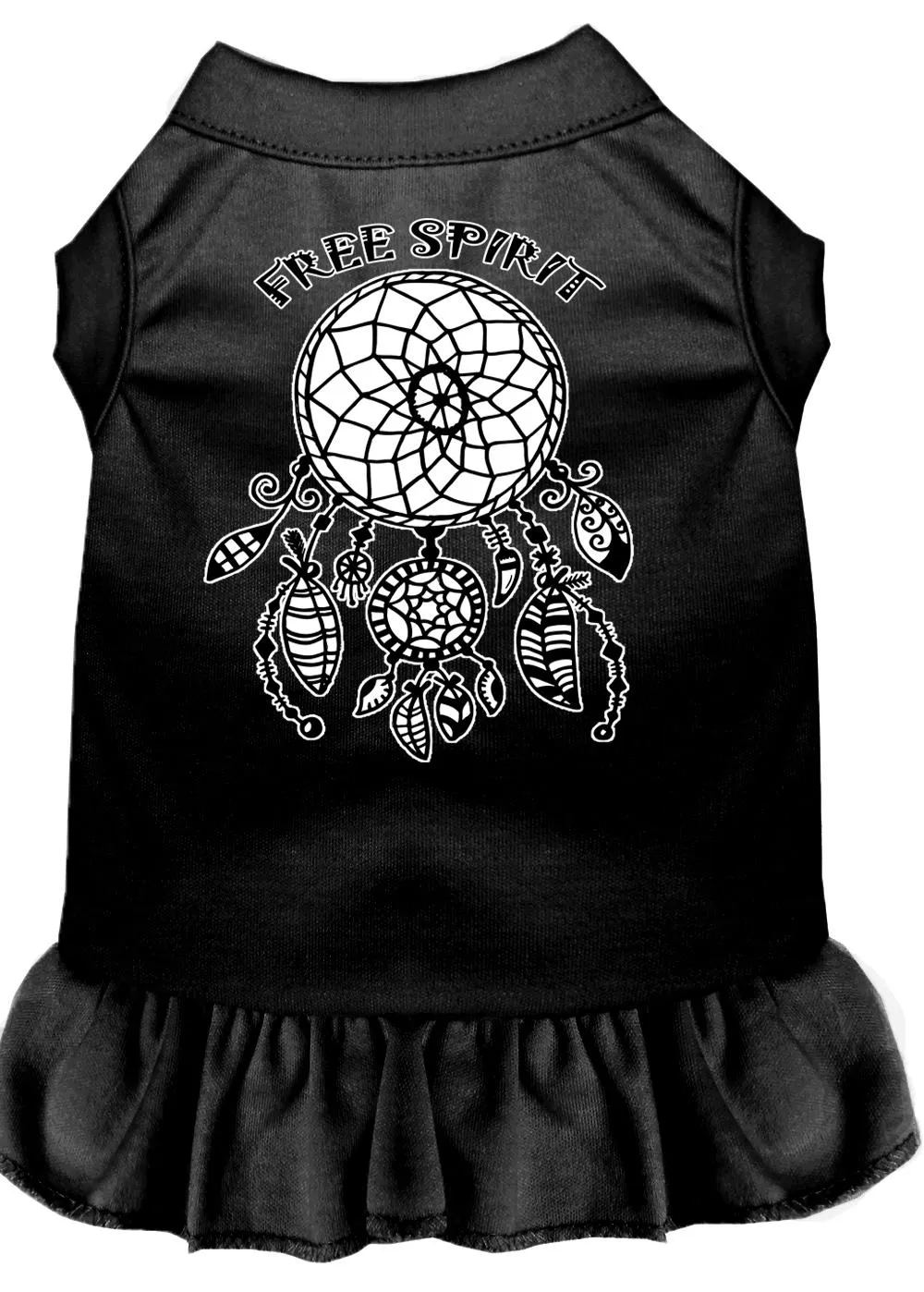 Free Spirit Screen Print Dog Dress Black Xl (16)